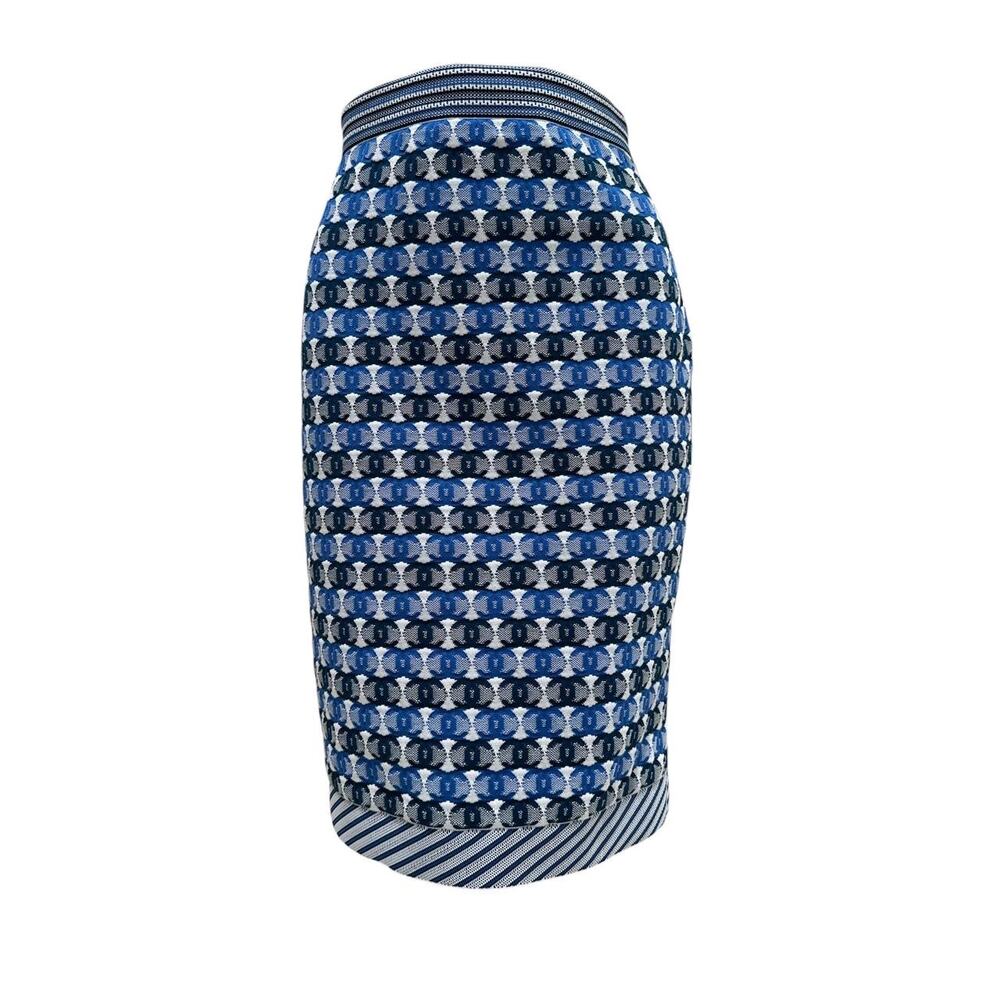 Chanel 2019 Pre-Spring Blue & White CC Logo Knee Skirt Sz 40